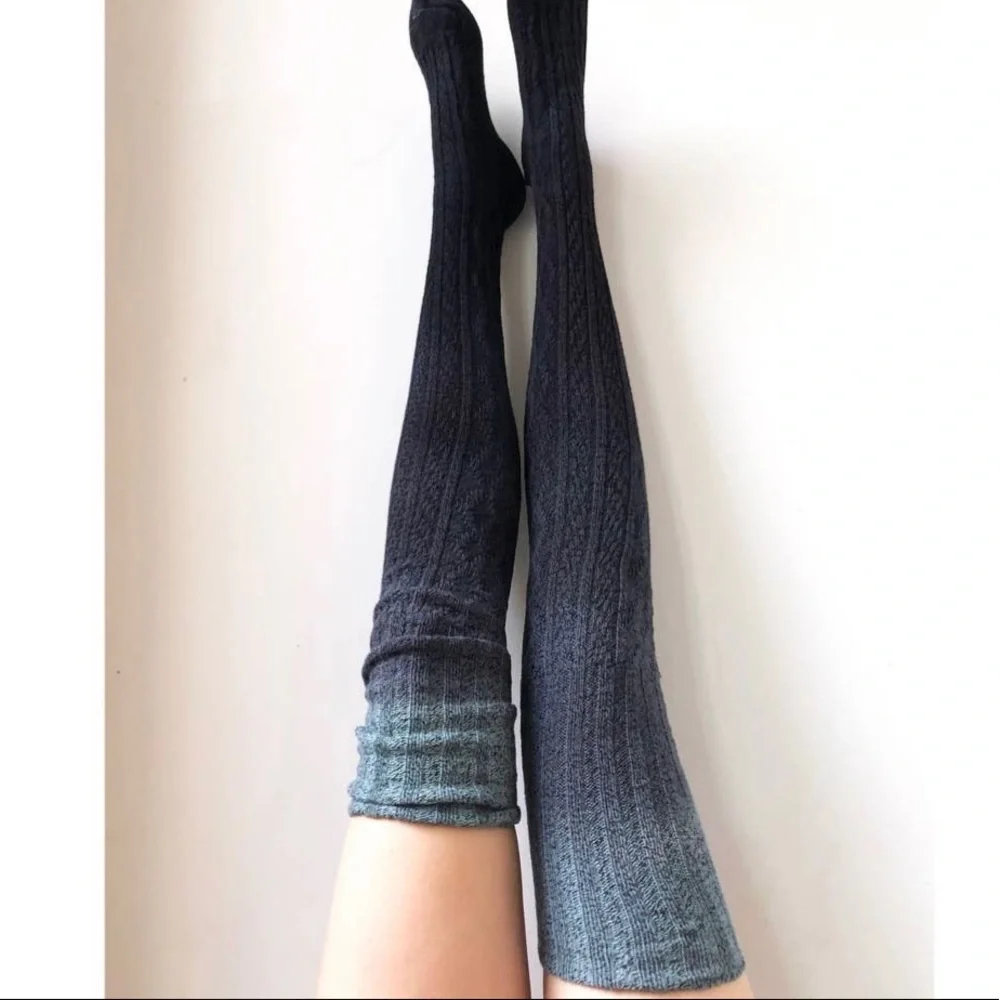 Rainbow Dip Dye Ombré Lux cable knit Thigh Highs
